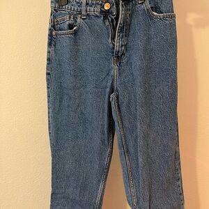 Zara Medium/dark wash high rise mom jeans